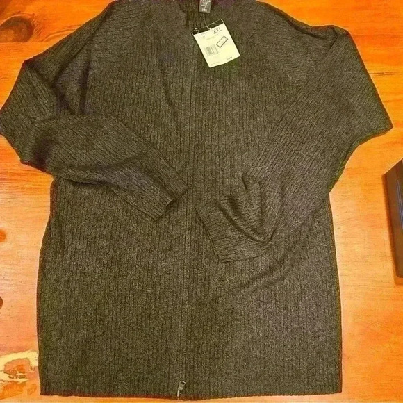 Claiborne Men’s Thin Cable Knit Full Zip Top & Bottom Gray Cardigan Size XXL New - Picture 1 of 9